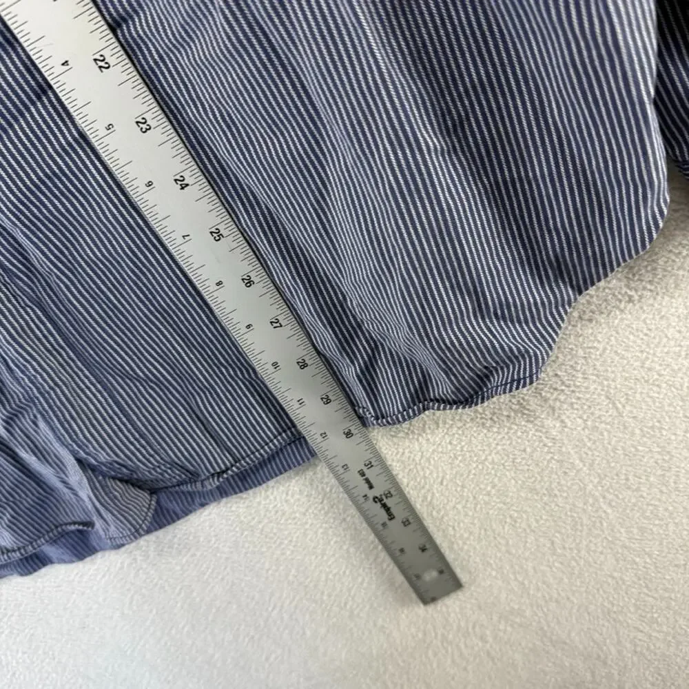 Vintage Ralph laure Shirt Men's XL Blue White Striped PRL Chinstrap Work Pocket